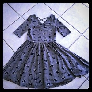 Girls dress, cats, party dress, goth girl.